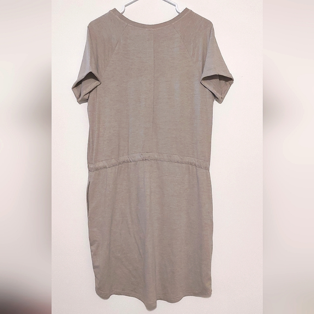 📣 Kyodan Women's Oatmeal Short Sleeved Drawstring Soft Midi Dress NWT Size M - Picture 7 of 10